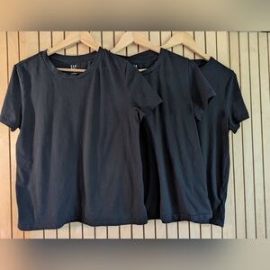 3 GAP Organic Cotton Black Short Sleeve Tees Classic Crew Neck Large